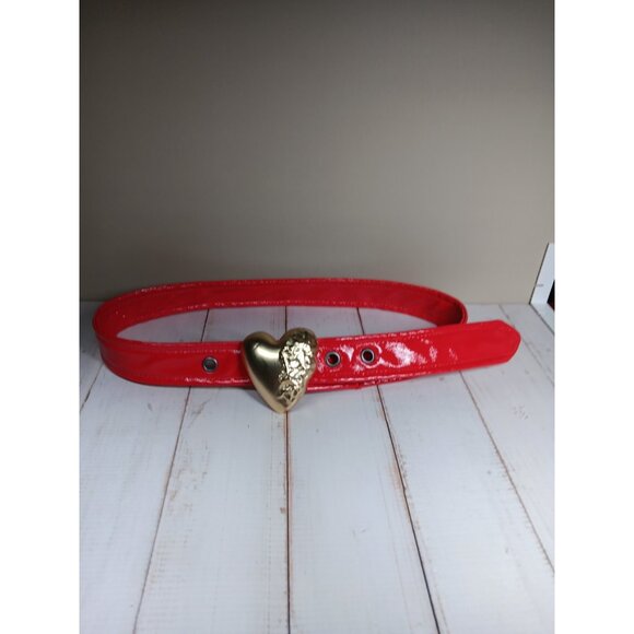 Buttery Soft Red Belt with Gold Puffy Heart Buckle 23\